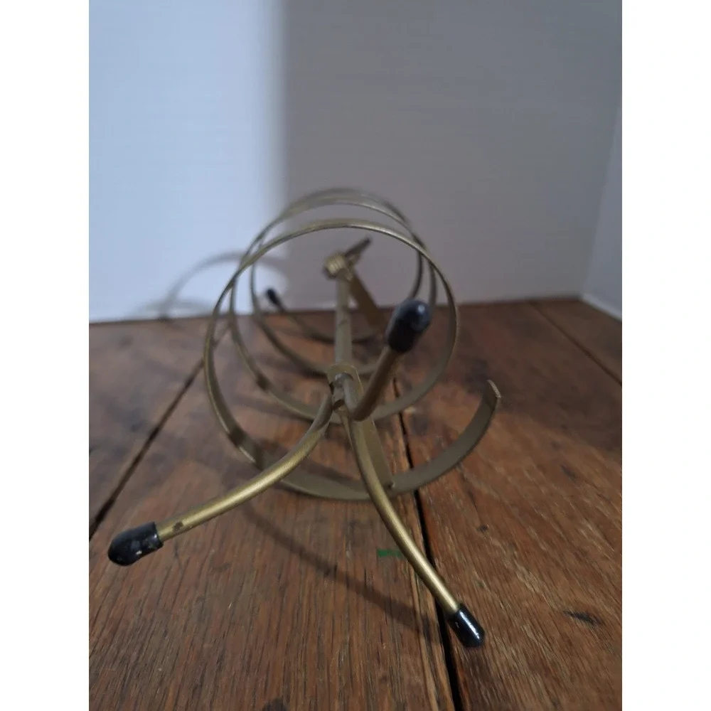Vintage MCM Brass Spiral Earring Organizer Mid Century Modern Metal Stand